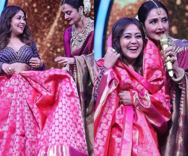 Indian Idol Season 12 Rekha Presented Neha Kakkar A Kanjeevaram Saree